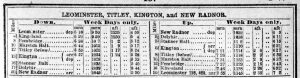 The Leominster to Kington timetable for 1945